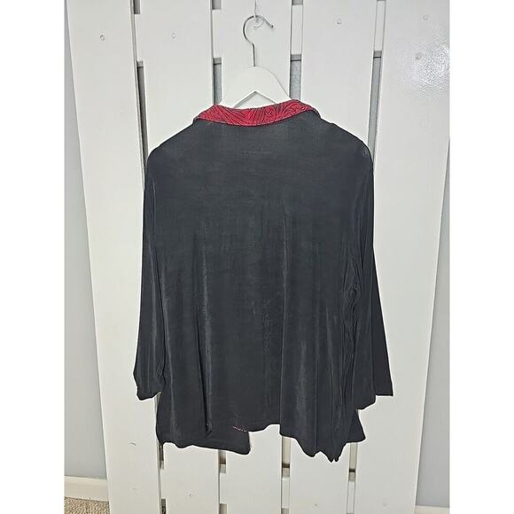 French Laundry Velvet Stretch Black Red Cami Cardigan Large Whimsigoth Vamp - Picture 2 of 8